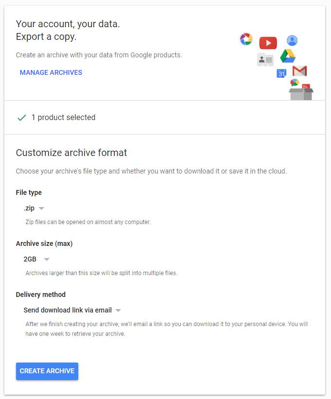 Create ZIP archive at Gmail